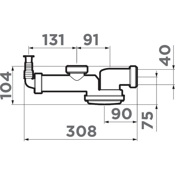 Сифон для мойки с гидрозатвором Omoikiri S-01 4996119, серый - фото 3
