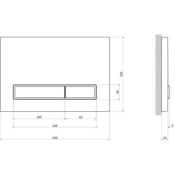 Кнопка смыва Cersanit Blick A64078, хром матовый - фото 3