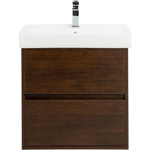 Тумба подвесная с раковиной BelBagno NEON-600-2C-SO-RS 60 см, Rovere Scuro - фото 