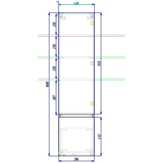 Пенал подвесной Art&Max AM-Techno-1600-AC-SO-LS935-R 40 см, бетон лофт натуральный - фото 5