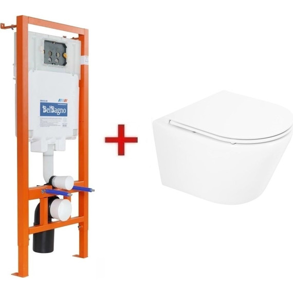 Инсталляция BelBagno BB002-80 с подвесным безободковым унитазом BelBagno Tre BB8001CHR/SC - фото 2