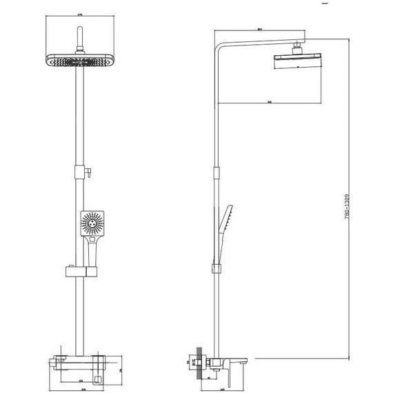 Душевая стойка Haiba HB24615-7, чёрный матовый - фото 2