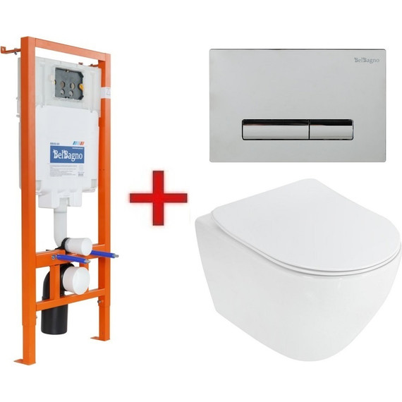 Инсталляция BelBagno BB002-80 с подвесным унитазом Cezares Stylus CZR-513-TH-R - фото 