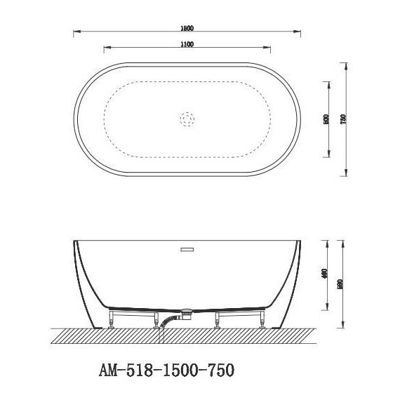 Ванна отдельностоящая Art&Max 150x75 см AM-518-1500-750 - фото 5