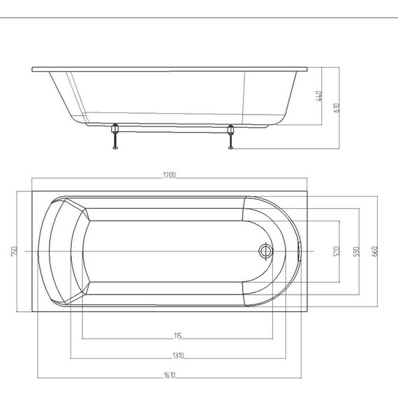 Ванна акриловая Azario Adelina 170x75 см AV.0010170, Размер - мм: 1700х750 - фото 8