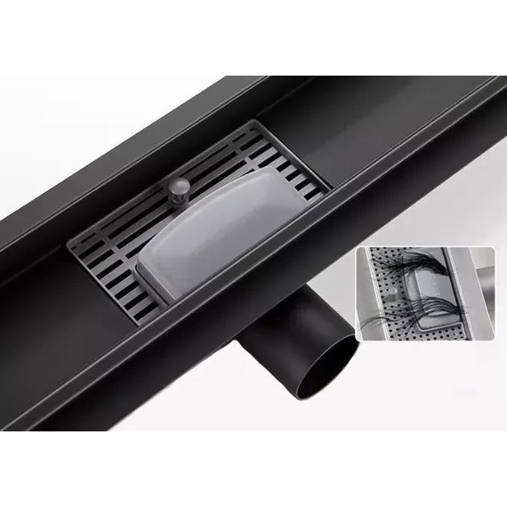 Трап Haiba 70 см HB93700-7, нержавеющая сталь, чёрный матовый - фото 12