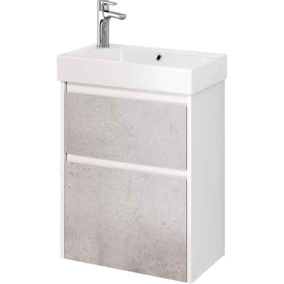 Тумба универсальная с раковиной Dreja Slim 55 см 99.0502, бетон/белый глянцевый - фото 5