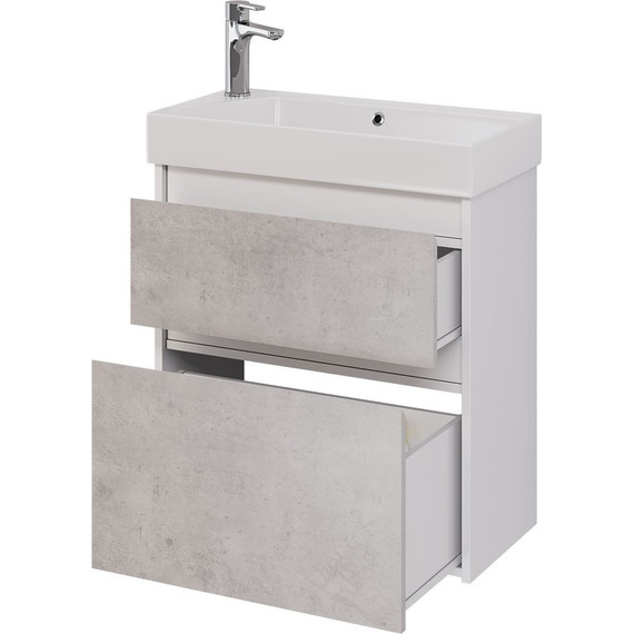Тумба универсальная с раковиной Dreja Slim 65 см 99.0503, бетон/белый глянцевый - фото 8