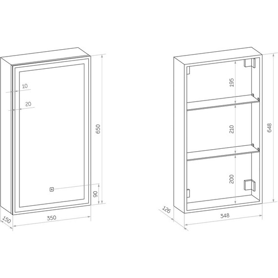 Зеркало-шкаф Art&Max Techno Led 35 см AM-Tec-350-650-1D-L-DS-F, белый матовый - фото 12