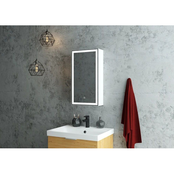 Зеркало-шкаф Art&Max Techno Led 35 см AM-Tec-350-650-1D-L-DS-F, белый матовый - фото 4