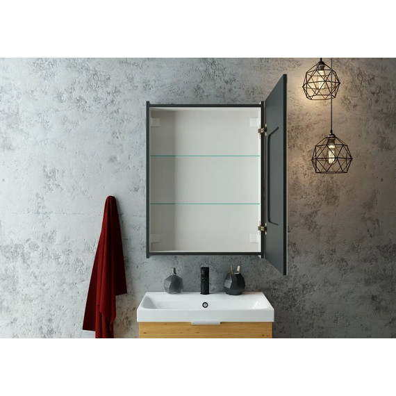 Зеркало-шкаф Art&Max Techno Led 60 см AM-Tec-600-800-1D-DS-F-Nero, черный матовый - фото 5