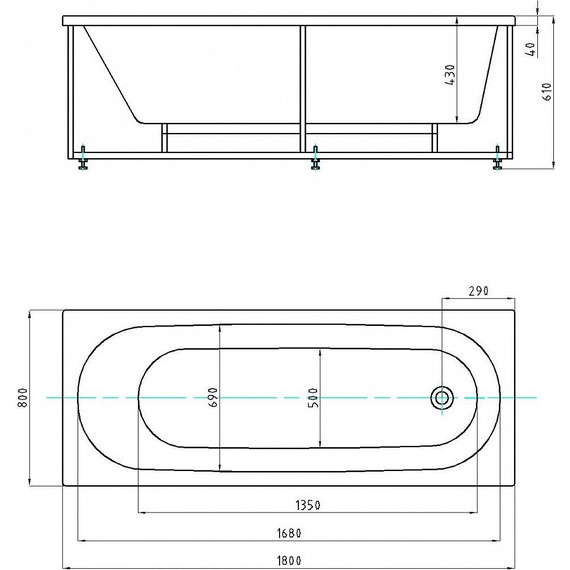 Ванна акриловая Azario Felisa 180x80 см AV.0040180, Размер - мм: 1800х800 - фото 8