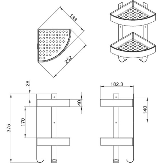 Полка угловая Azario AZ-833-2 - фото 2