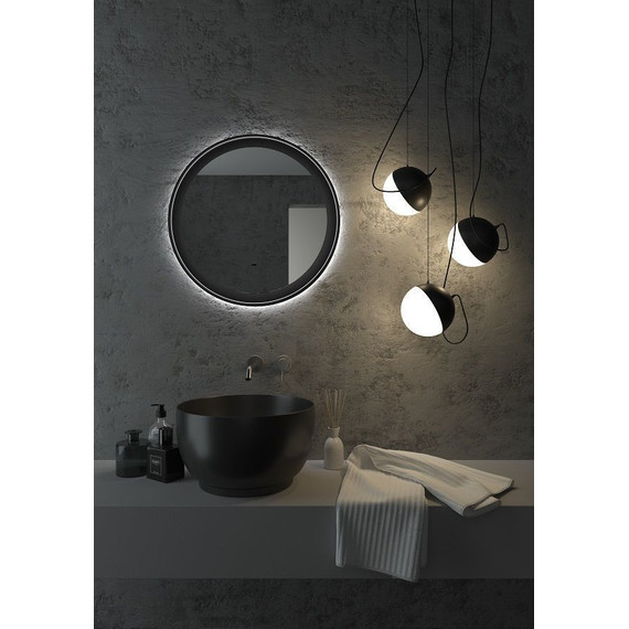 Зеркало Art&Max Napoli Led 80 см AM-Nap-800-DS-F, черный матовый - фото 3