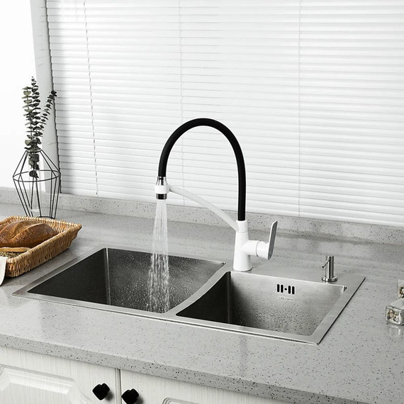 Смеситель для кухни Gappo G4048-8, белый/черный - фото 9