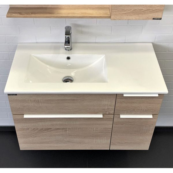 Тумба подвесная с раковиной Comforty Варна 90 см, дуб сонома - фото 4