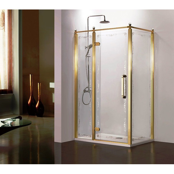 Душевое ограждение Azario Ontario AZ-NBB1231-L 120х90 см (стекло 8 мм) золото/прозрачное/узор - фото 2