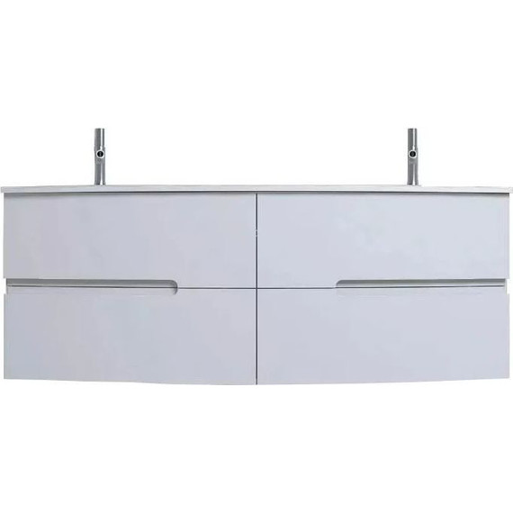 Тумба подвесная с раковиной Jacob Delafon Nona 140 см EB1891RU-G1C, белый глянцевый (стеклянная раковина EB1887RU-DE1) - фото 