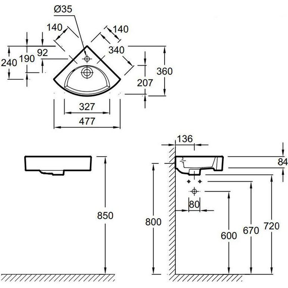 Раковина угловая Jacob Delafon Odeon Rive Gauche 34 см EGP112-00 - фото 5