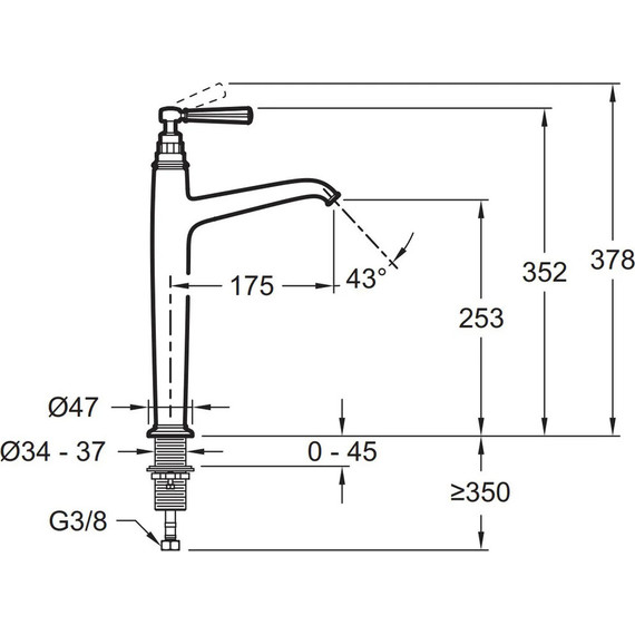 Смеситель для раковины высокий Jacob Delafon Cleo 1889 E24309-BGG, золото - фото 6
