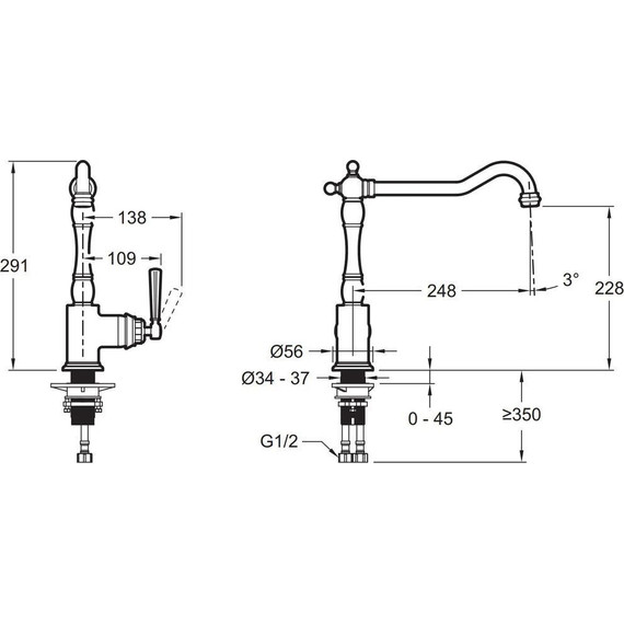 Смеситель для кухни Jacob Delafon Cleo 1889 E24317-CP - фото 5