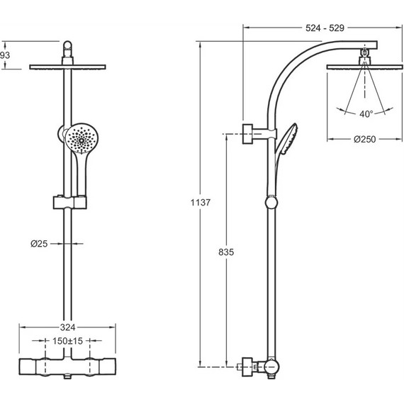 Душевая стойка с термостатом Jacob Delafon Amelie E32851-CP - фото 4