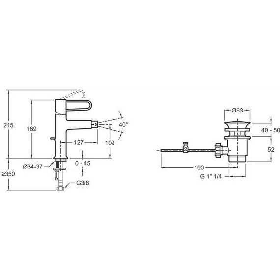 Смеситель для биде Jacob Delafon Odeon Rive Gauche E21033-BL-CP, хром/черный - фото 2