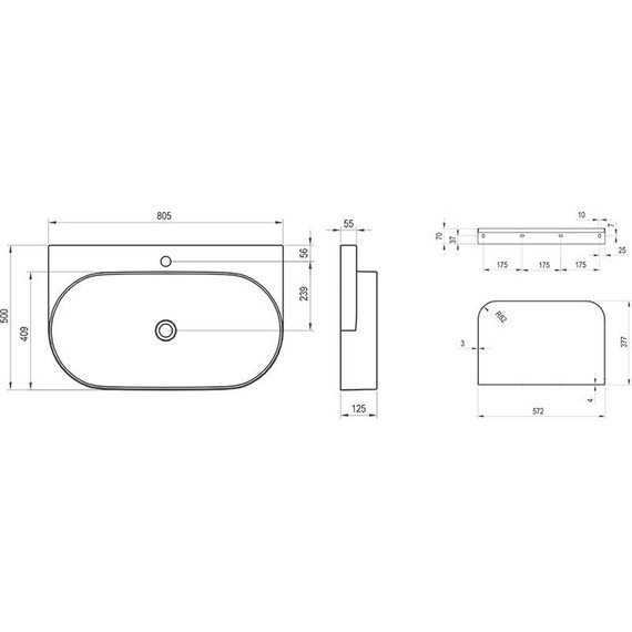 Раковина подвесная Ravak Yard 80 см XJX01280002 - фото 9