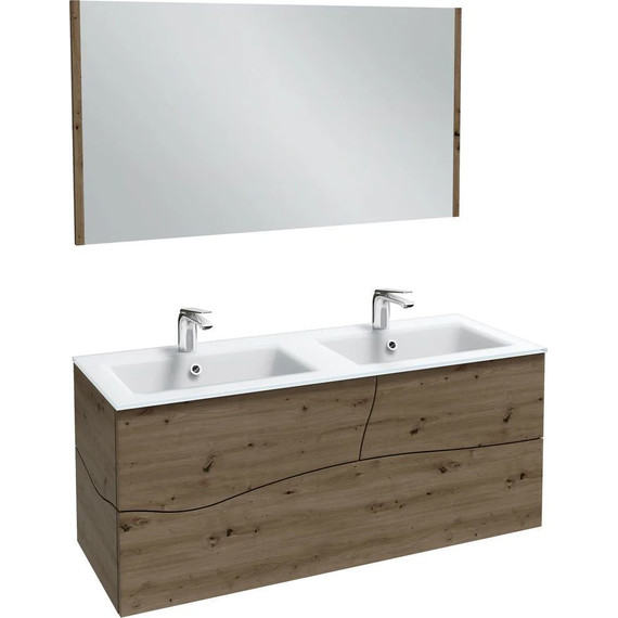 Тумба подвесная с раковиной Jacob Delafon Sherwood 140 см EB1835RU-P13, состаренный дуб (раковина EB1832RU-DE1, цвет белый матовый) - фото 2