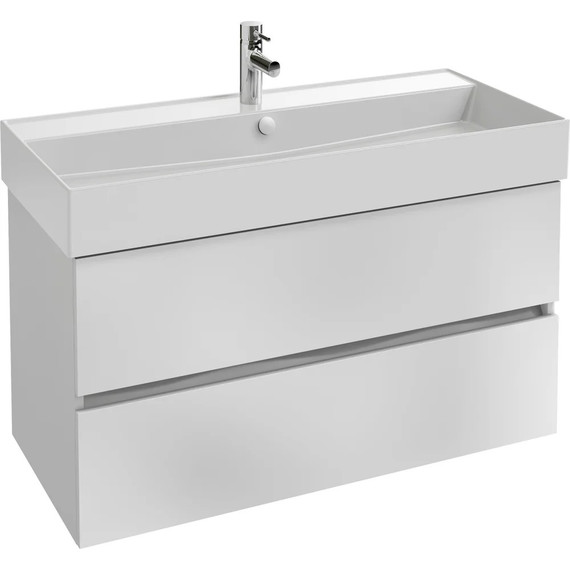 Тумба подвесная с раковиной Jacob Delafon Tolbiac 100 см EB2383-J5, белый глянцевый (раковина EXBJ112-00) - фото 