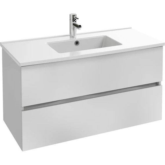 Тумба подвесная с раковиной Jacob Delafon Tolbiac 100 см EB2383-J5, белый глянцевый (раковина EXUA112-00) - фото 