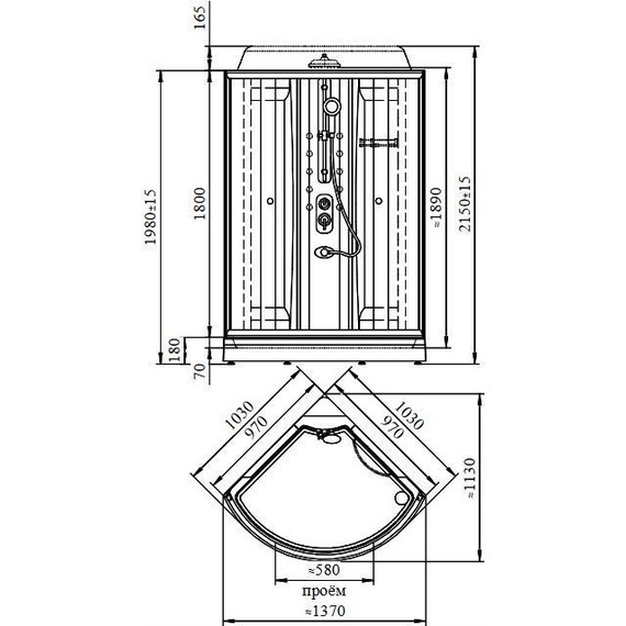 Душевая кабина Радомир Паола 2 103x103 см, белый/матовое - фото 6
