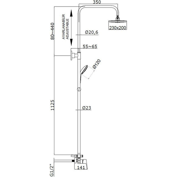 Душевая стойка Azario Treya AZ-15780121 - фото 2