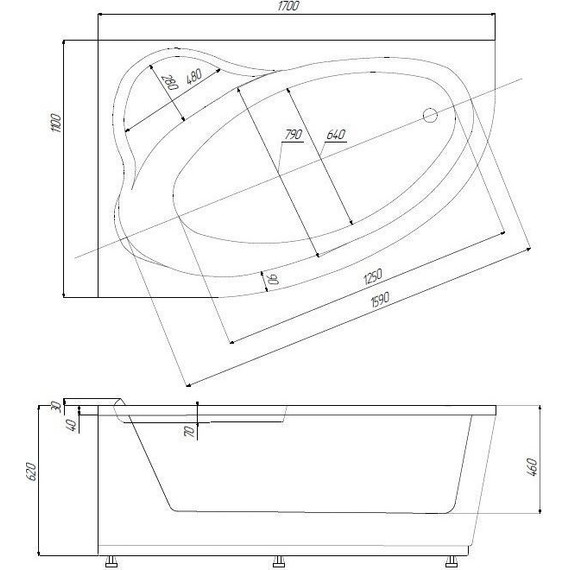 Ванна акриловая Azario Laura 170x110 см L AV.0052170 - фото 7