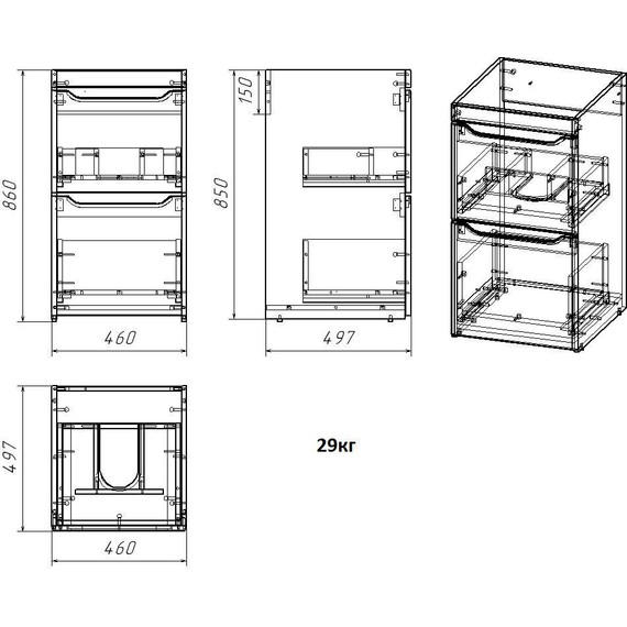 Тумба напольная с раковиной-столешницей Azario Magenta 110 см L CS00078394 - фото 3