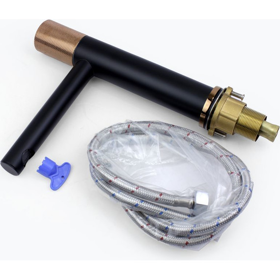 Смеситель для раковины Bronze de Luxe Avantgarde 2010MH, черный матовый/розовое золото - фото 7