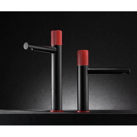 Смеситель для раковины Bronze de Luxe Avantgarde 2010RH, черный матовый/красный - фото 9