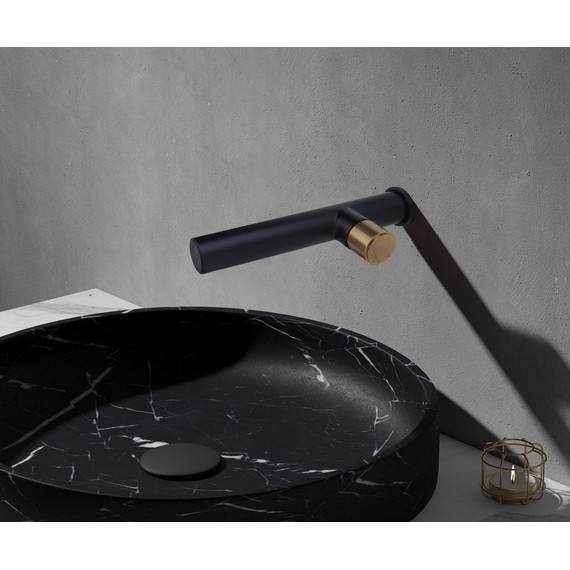 Смеситель для раковины настенный Bronze de Luxe Avantgarde 2021MH, чёрный матовый/розовое золото - фото 7