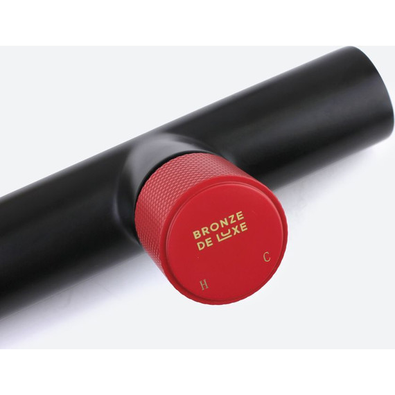 Смеситель для раковины настенный Bronze de Luxe Avantgarde 2021RH, чёрный матовый/красный - фото 5