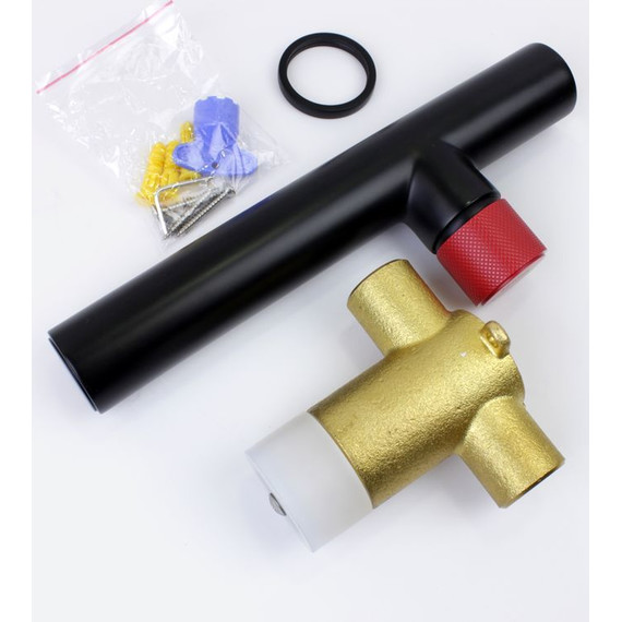 Смеситель для раковины настенный Bronze de Luxe Avantgarde 2021RH, чёрный матовый/красный - фото 6