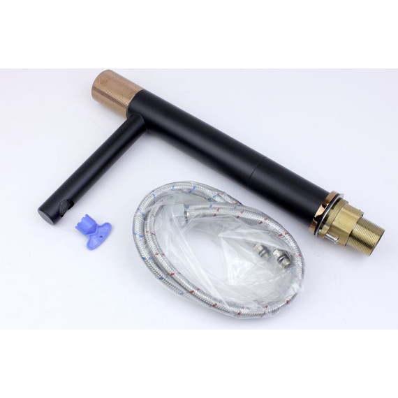 Смеситель для раковины высокий Bronze de Luxe Avantgarde 2030MH, черный матовый/розовое золото - фото 6