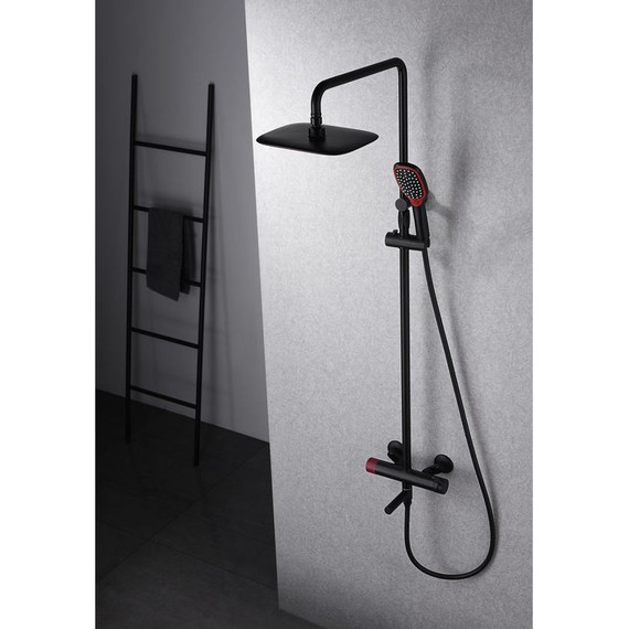 Душевая стойка Bronze de Luxe Avantgarde 2039RH, чёрный матовый/красный - фото 4