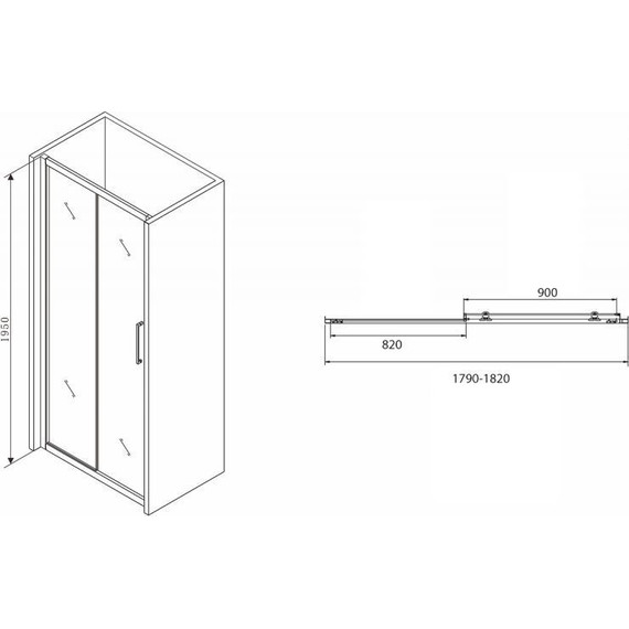 Душевая дверь Abber Schwarzer Diamant 180 см AG30180BH, черный/прозрачное - фото 5