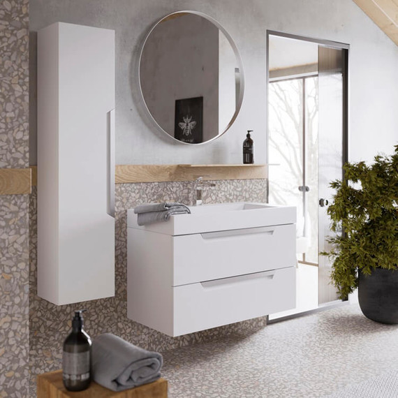 Тумба подвесная с раковиной Aqwella Cube 90 см CUB0109W, белый, Цвет фасада: белый - фото 6