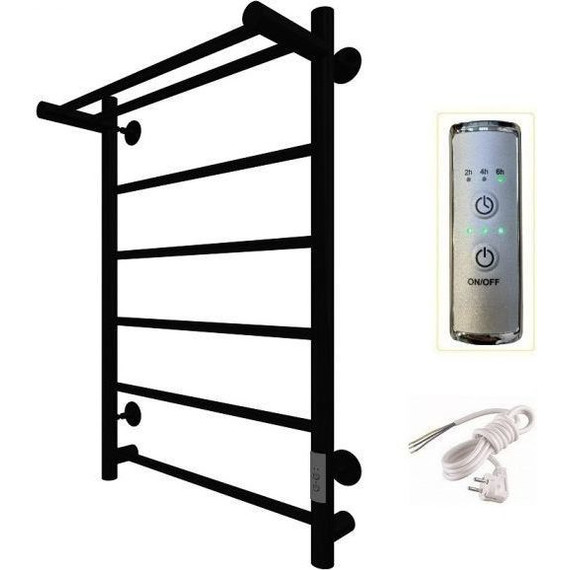 Полотенцесушитель электрический Тругор Пэк сп 1 ВГП с полкой П6 500х800 мм, чёрный (возможность скрытого подключения) 00-00042776 - фото 
