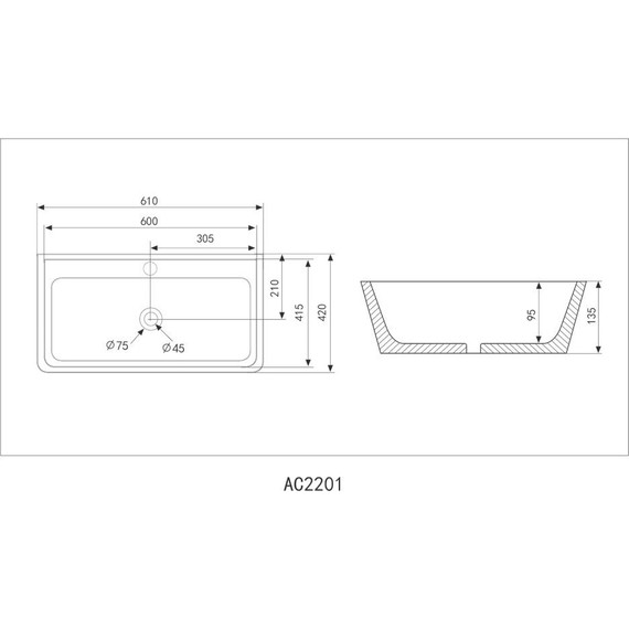 Раковина-чаша Abber Rechteck 61 см AC2201 - фото 5