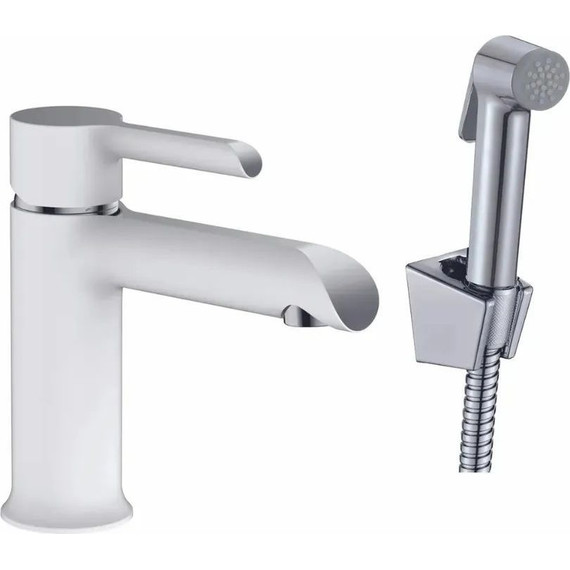 Смеситель для раковины с лейкой для биде Haiba HB12805-8, белый/хром - фото 