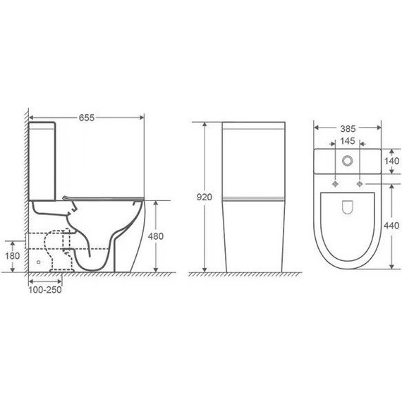 Унитаз-компакт CeramaLux Rimless 1289A с крышкой микролифт (с арматурой Китай) - фото 2