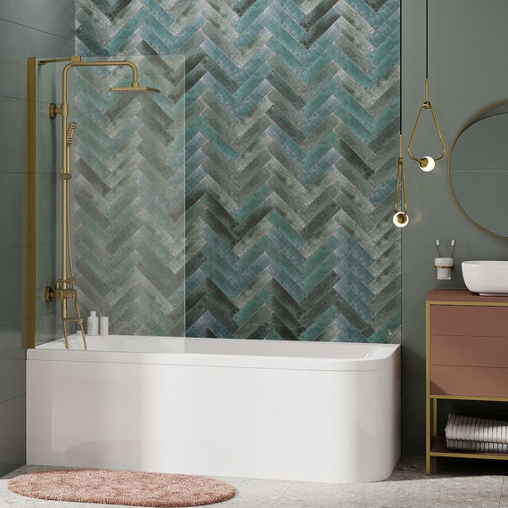 Шторка для ванны WasserKraft Aisch 80 см 55P01-80 Fixed, золото/прозрачное - фото 2