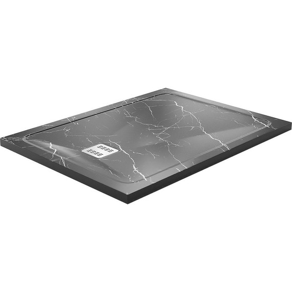 Поддон каменный WasserKraft Neime 120х80 см 19T07, чёрный мрамор - фото 